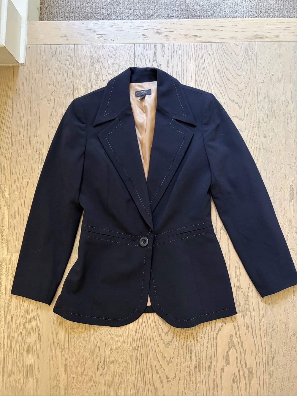 Navy Tailored Single-Button Blazer